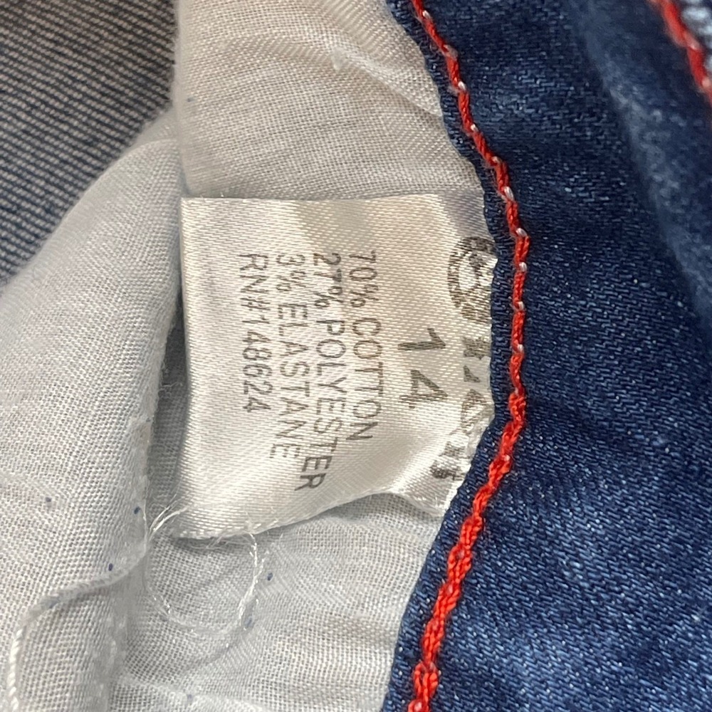 L&B Baseball Patch Distressed Jeans Womens 14 Medium Wash Straight‎ Leg Stretch - Picture 3 of 11